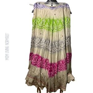 Moda International Multicolor Waist Adjustable Maxi Skirt